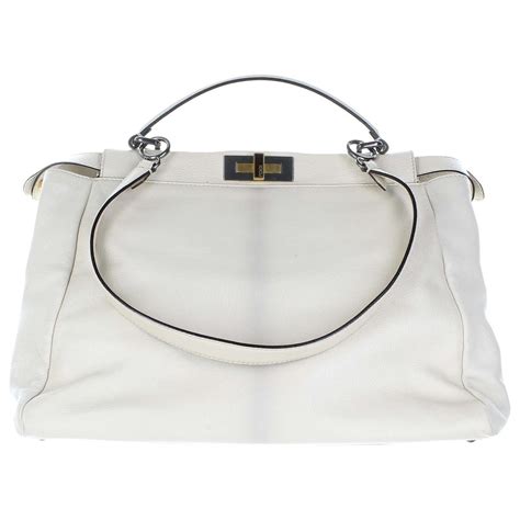 fendi 10437163|Peekaboo leather handbag Fendi White in Leather .